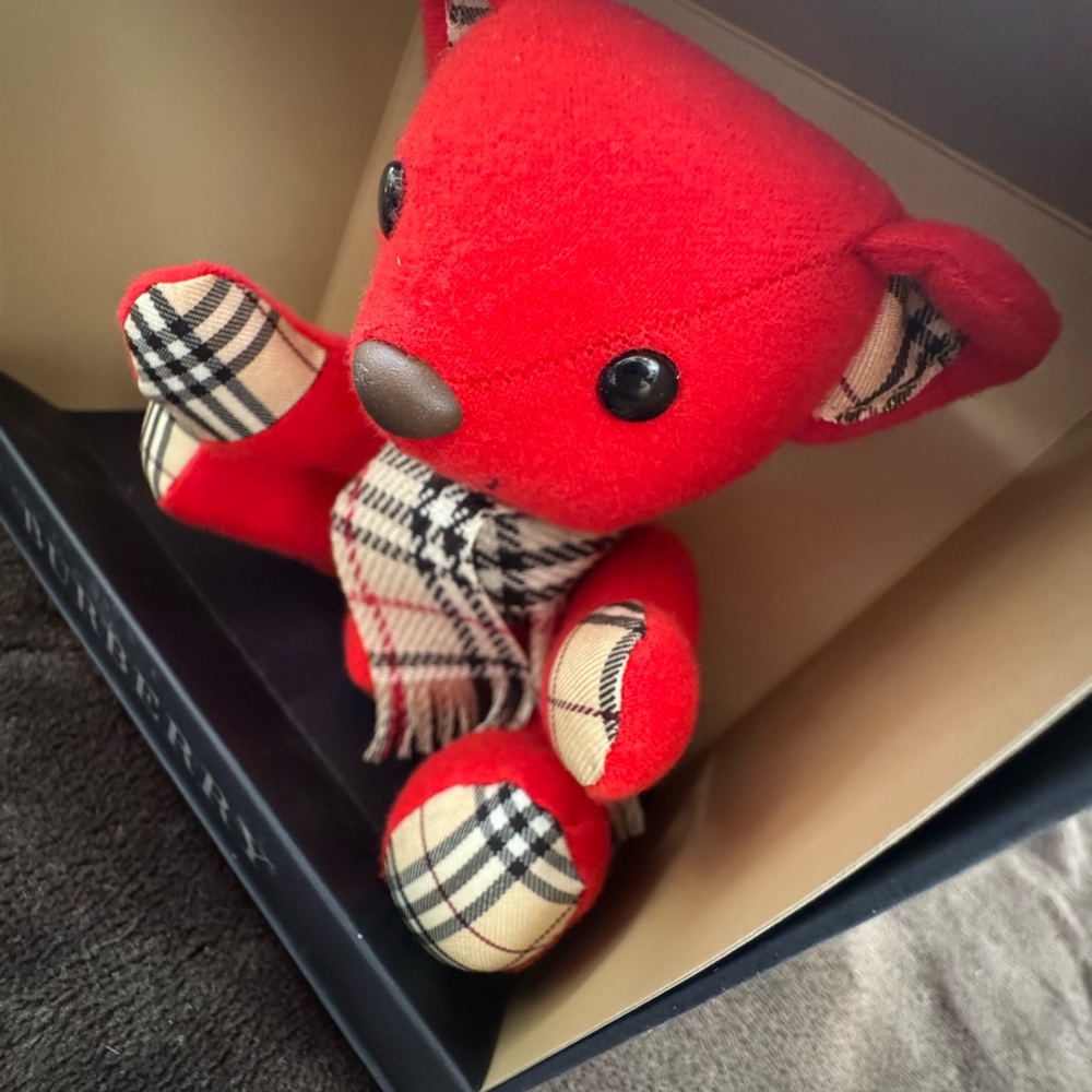 Burberry Red Thomas Teddy Bear with Plaid Accents NIB - Picture 5 of 7